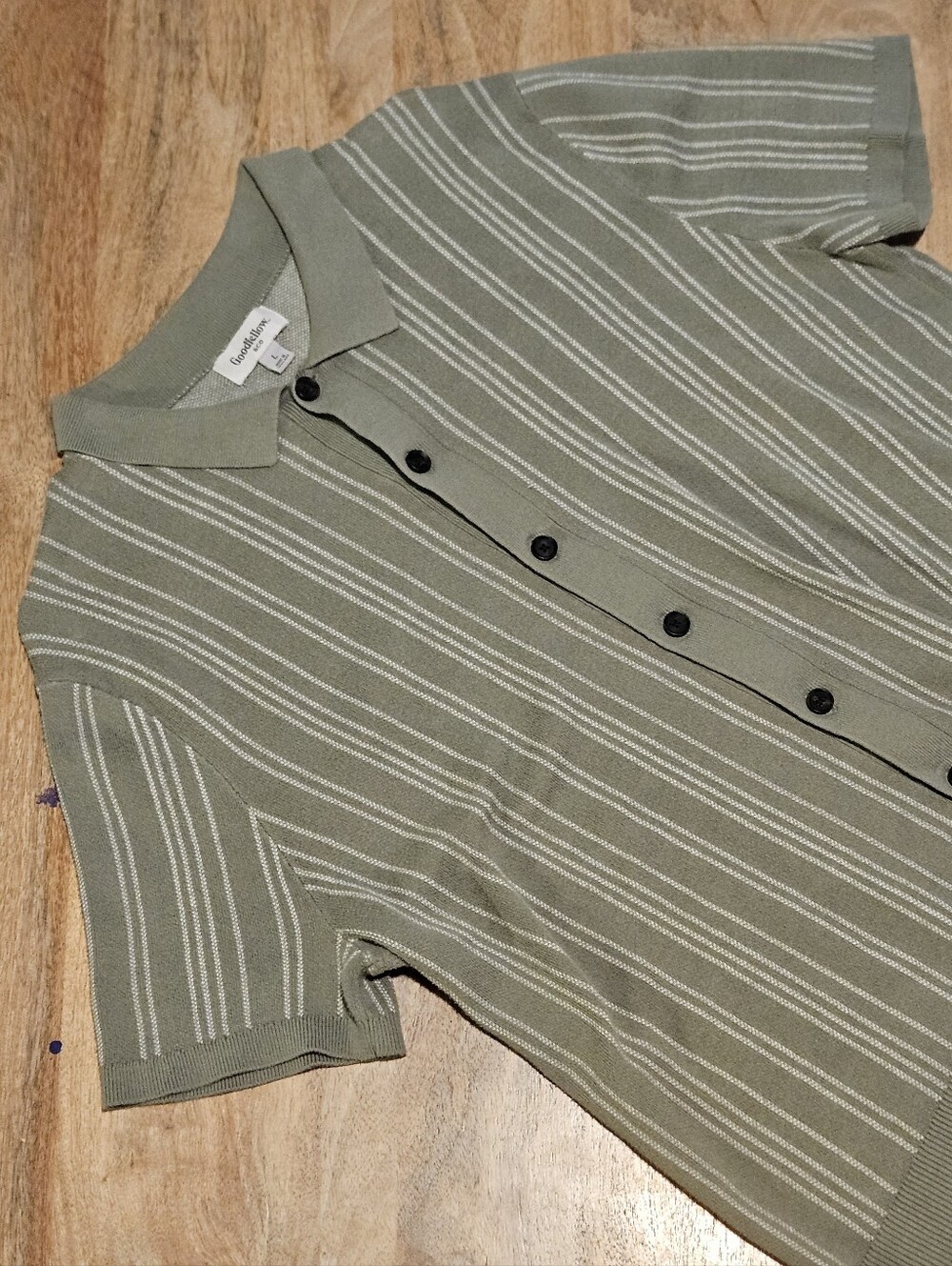 Goodfellow & Co Olive Green Striped Knit Polo